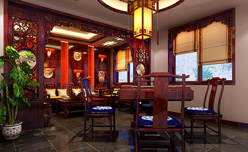 木棠镇古典中式风格茶楼包间设计装修效果图
